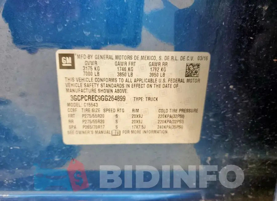 3GCPCREC9GG264899 Photo# 12
