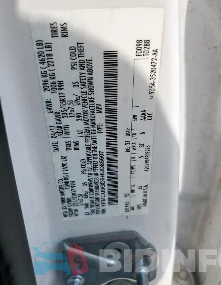 1FMCU0GD6HUD85607 Photo# 13