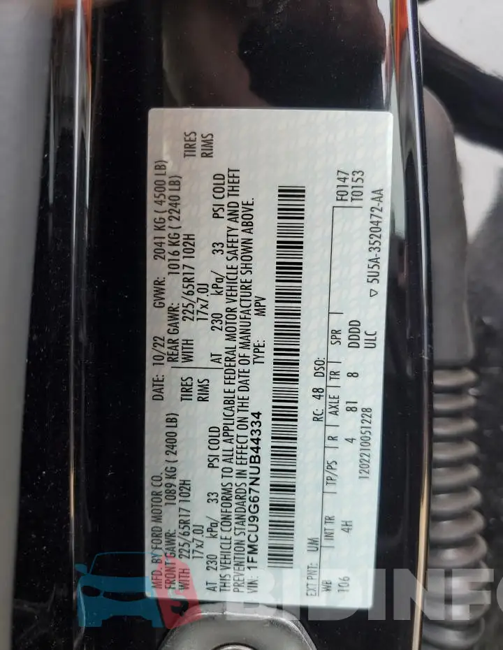 1FMCU9G67NUB44334 Photo# 14