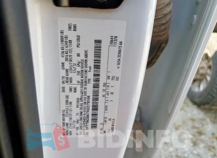 1FT7W2B67KEC78166 Photo# 12