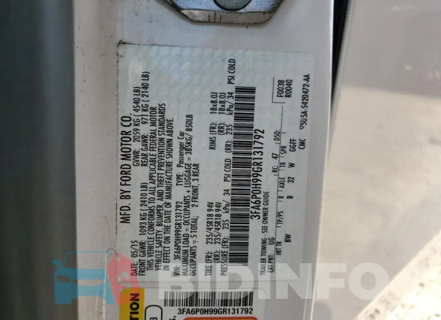 3FA6P0H99GR131792 Photo# 13