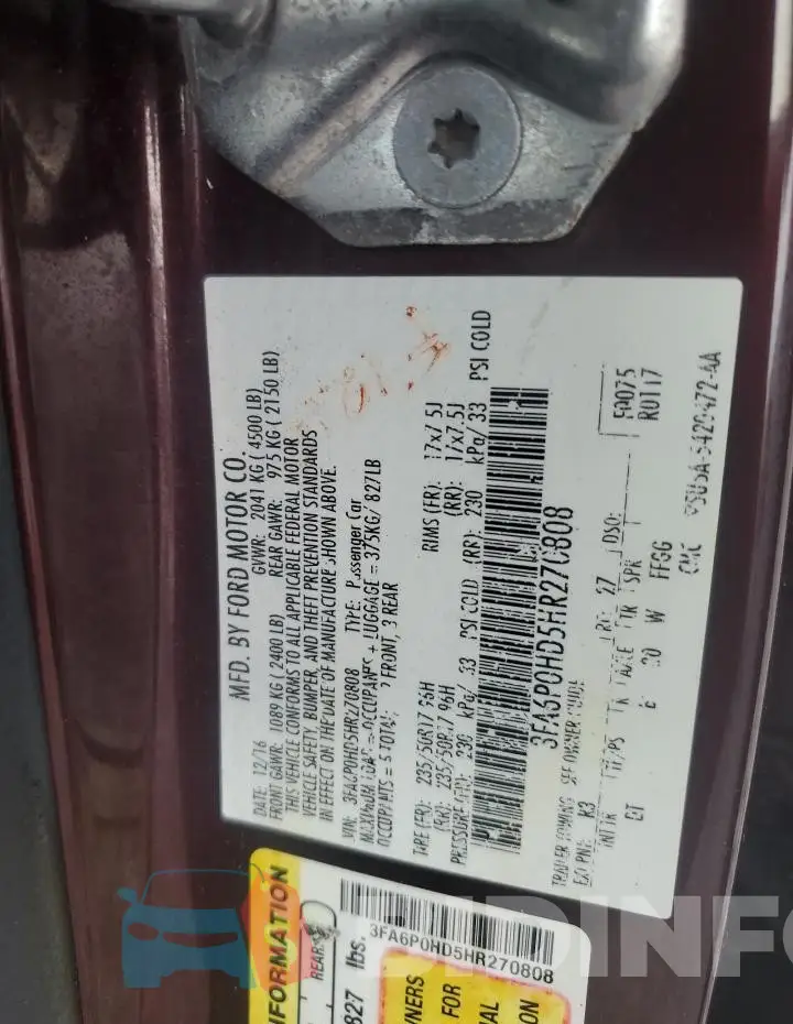 3FA6P0HD5HR270808 Photo# 12