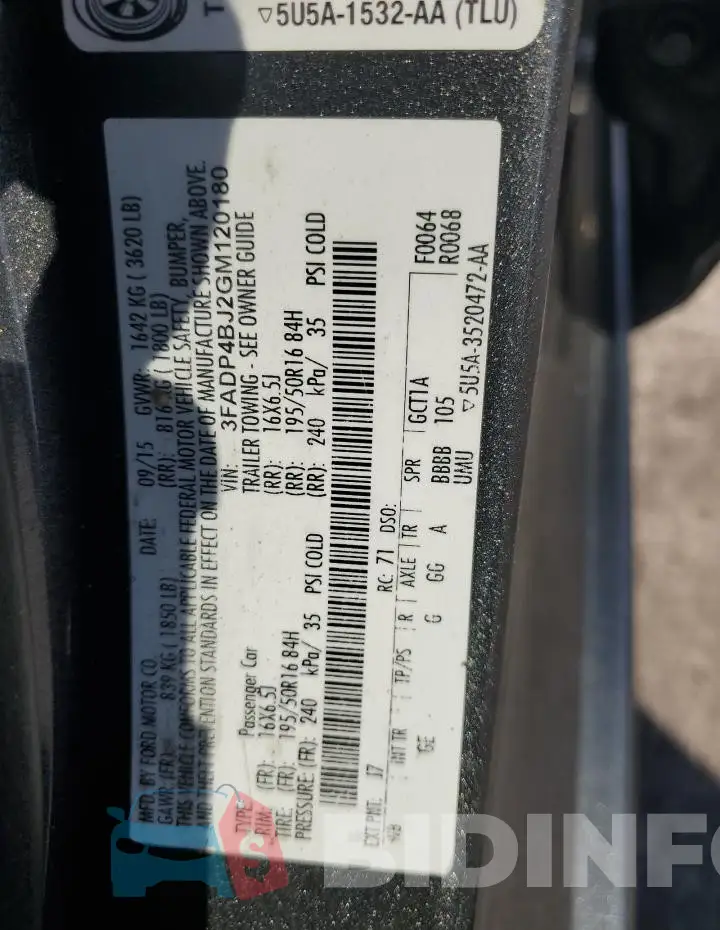 3FADP4BJ2GM120180 Photo# 12