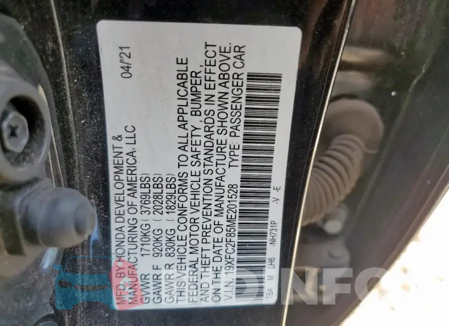 19XFC2F85ME201528 Photo# 12