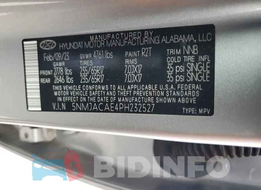 5NMJACAE4PH232527 Photo# 13