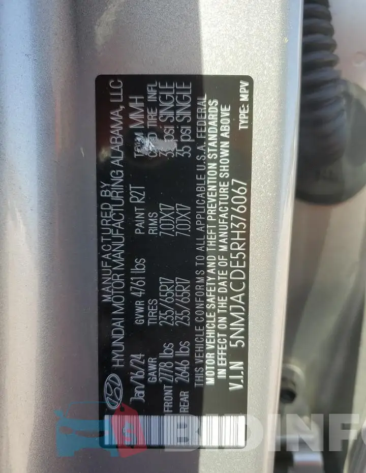 5NMJACDE5RH376067 Photo# 13