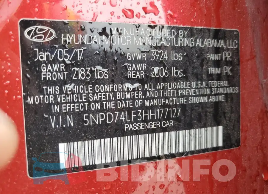 5NPD74LF3HH177127 Photo# 13