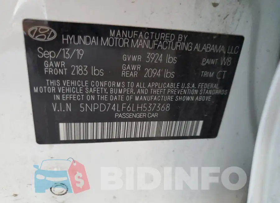 5NPD74LF6LH537368 Photo# 12