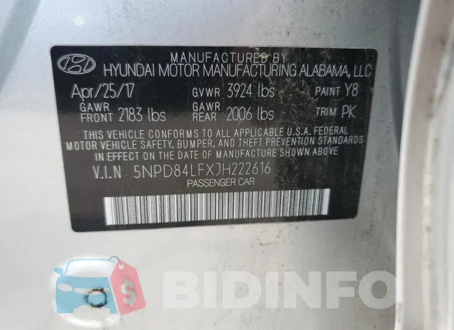 5NPD84LFXJH222616 Photo# 12