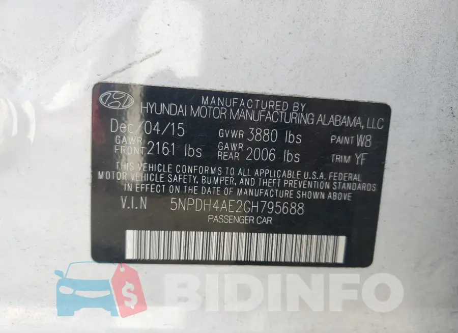 5NPDH4AE2GH795688 Photo# 12