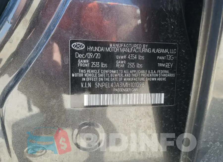 5NPEL4JA3MH101098 Photo# 13
