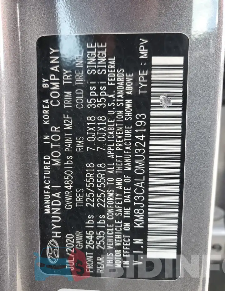 KM8J3CAL0MU324193 Photo# 13