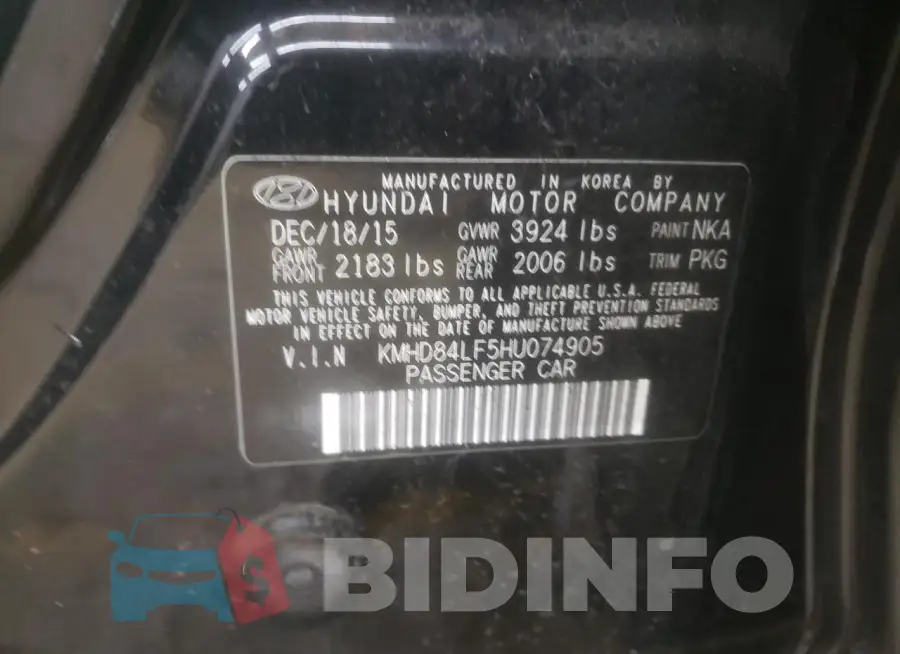 KMHD84LF5HU074905 Photo# 12