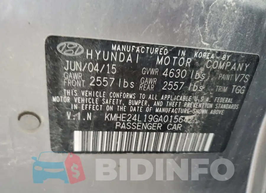 KMHE24L19GA015642 Photo# 12