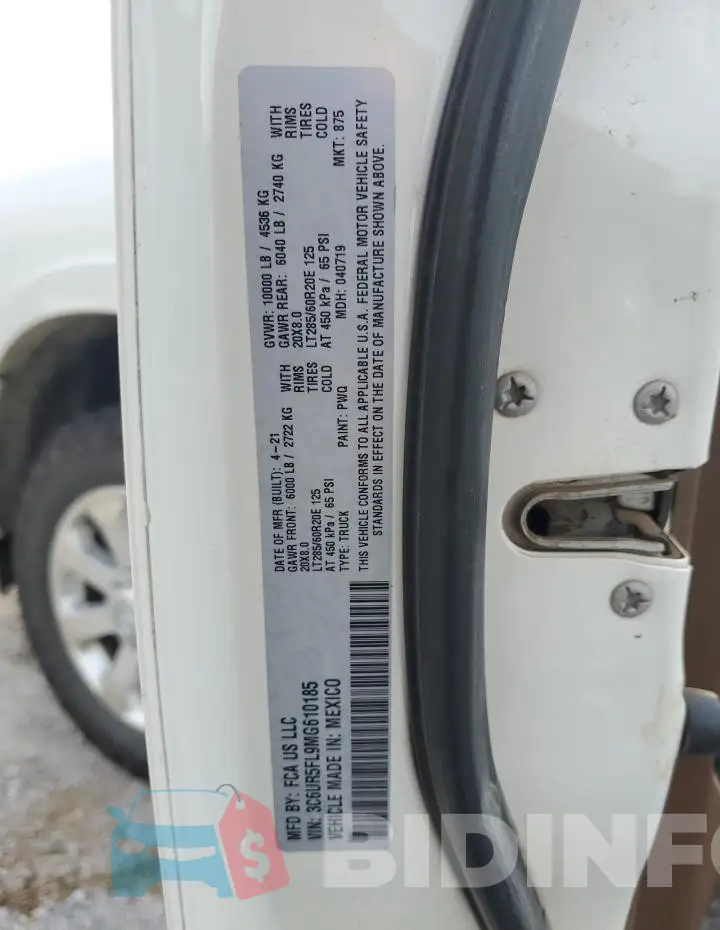 3C6UR5FL9MG610185 Photo# 12