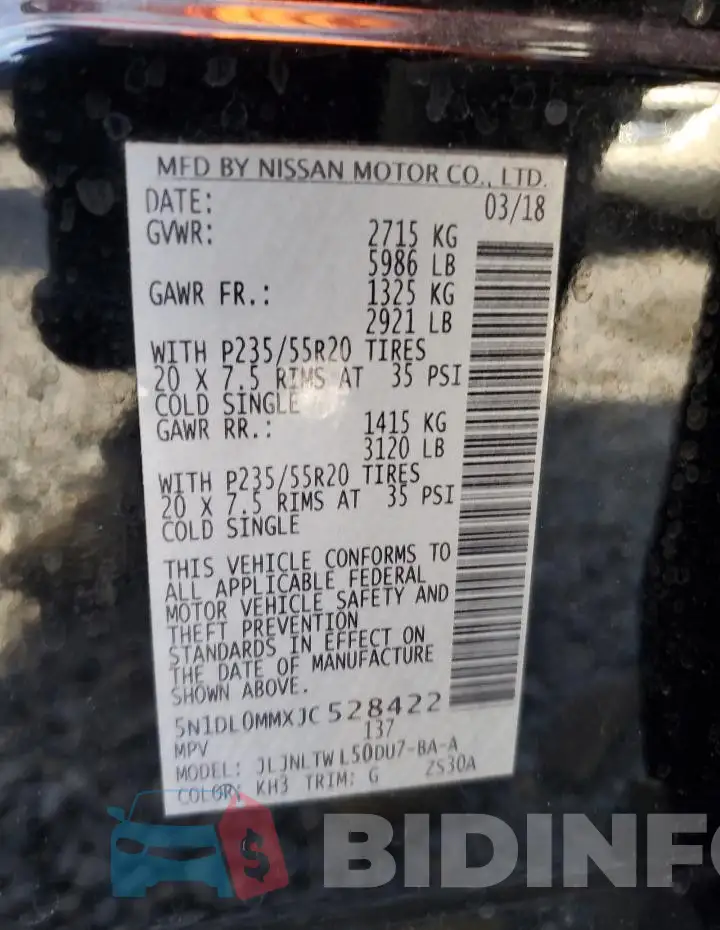 5N1DL0MMXJC528422 Photo# 14