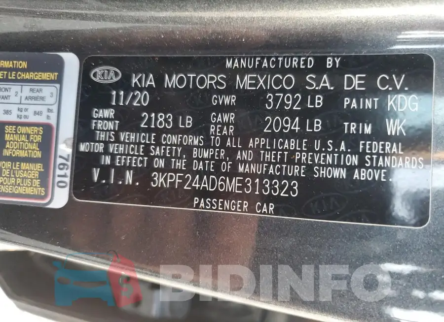 3KPF24AD6ME313323 Photo# 13