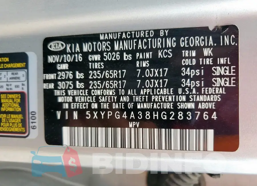 5XYPG4A38HG283764 Photo# 13