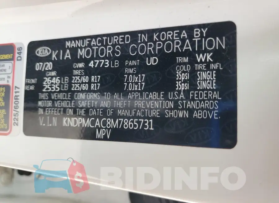 KNDPMCAC8M7865731 Photo# 12