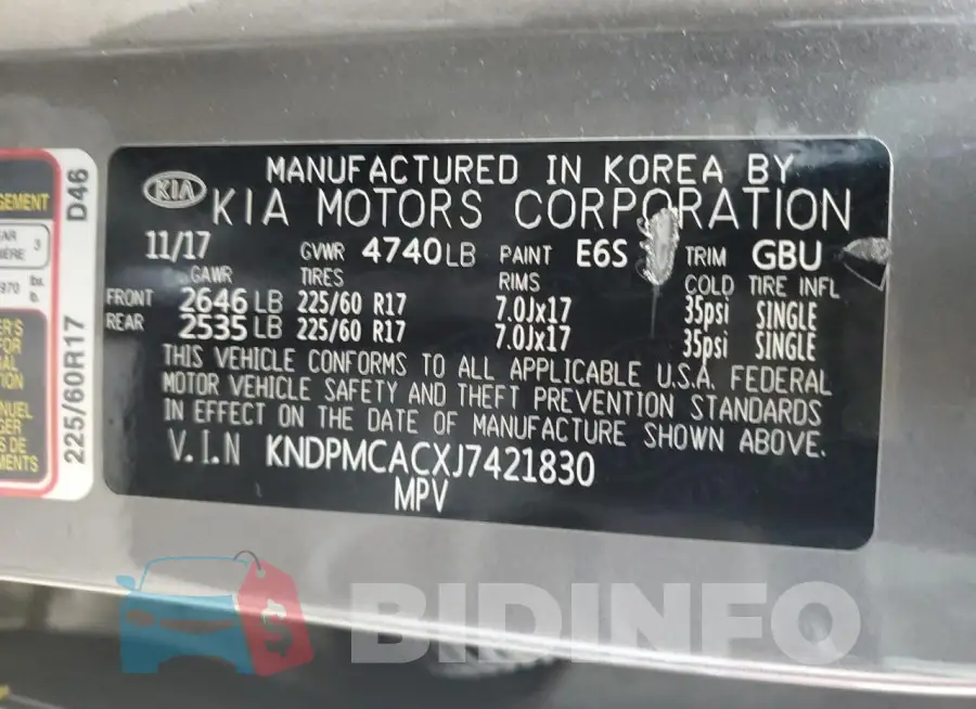 KNDPMCACXJ7421830 Photo# 13