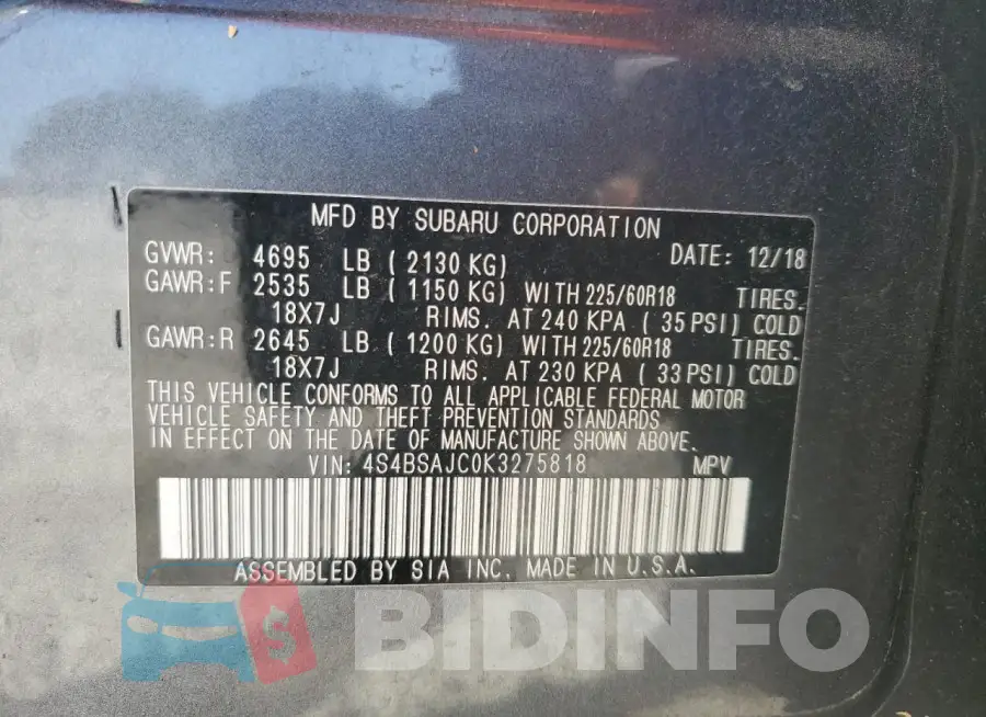 4S4BSAJC0K3275818 Photo# 12
