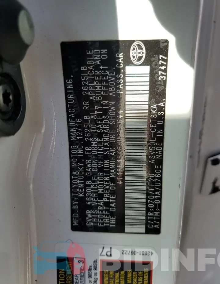 4T1BF1FK6HU376644 Photo# 12