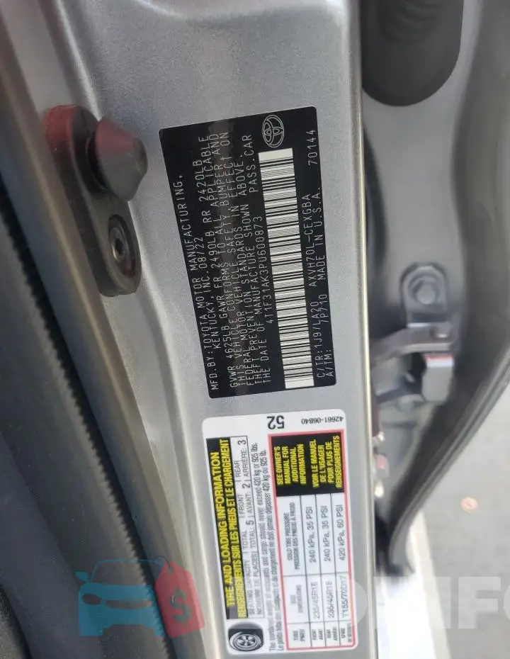 4T1F31AK3PU600873 Photo# 12