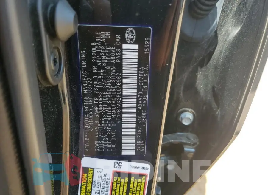4T1K61AK2PU076962 Photo# 12