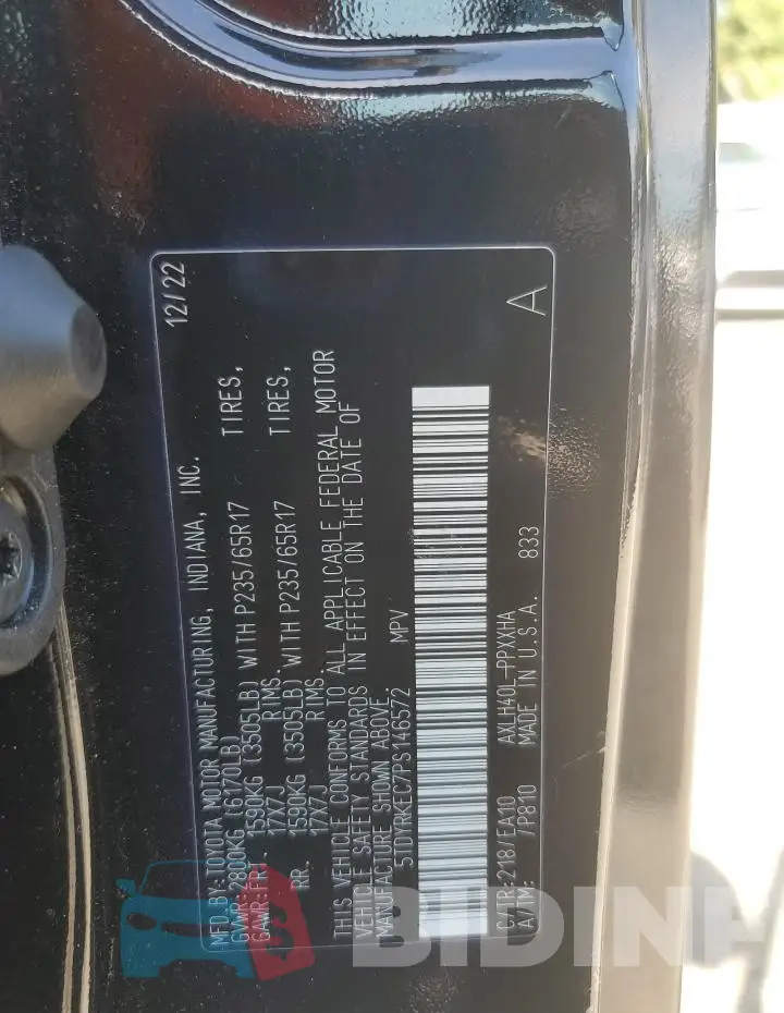 5TDYRKEC7PS146572 Photo# 13