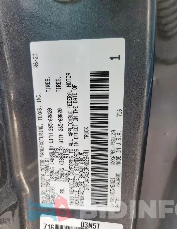 5TFJA5AB3PX028441 Photo# 12