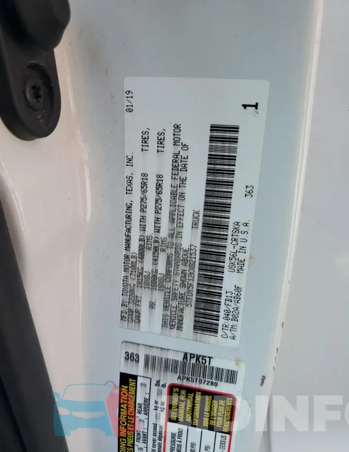 5TFUY5F12KX821537 Photo# 12