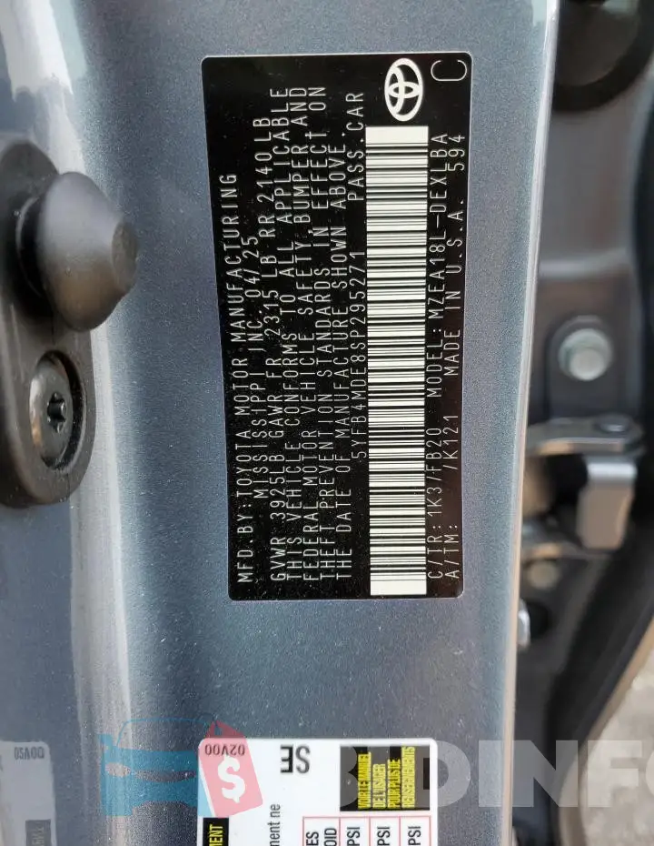 5YFB4MDE8SP295271 Photo# 12