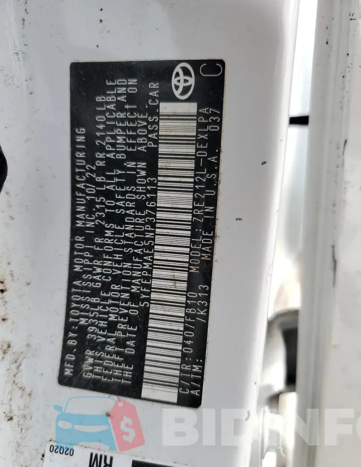 5YFEPMAE5NP376113 Photo# 12