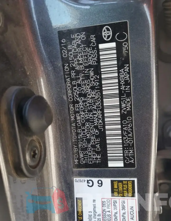 JTDKARFU3G3511912 Photo# 13