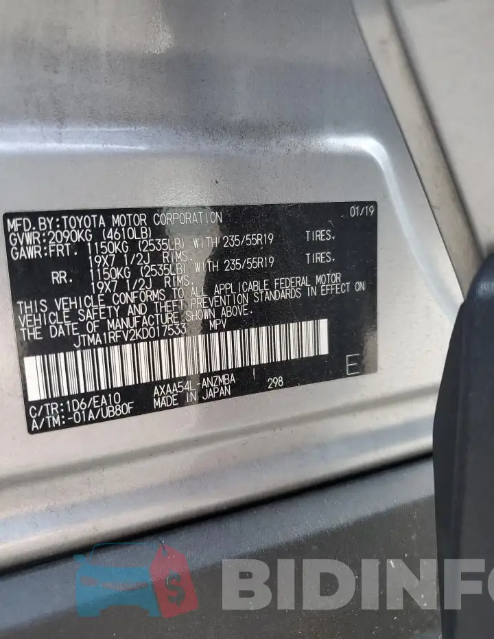 JTMA1RFV2KD017533 Photo# 12