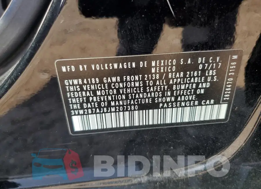 3VW2B7AJ8JM207380 Photo# 13