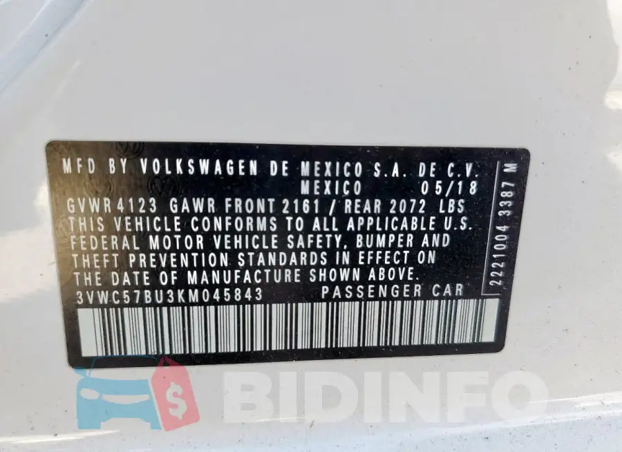 3VWC57BU3KM045843 Photo# 12