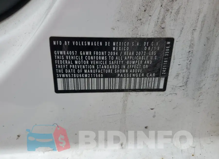 3VWN57BU6KM211569 Photo# 13