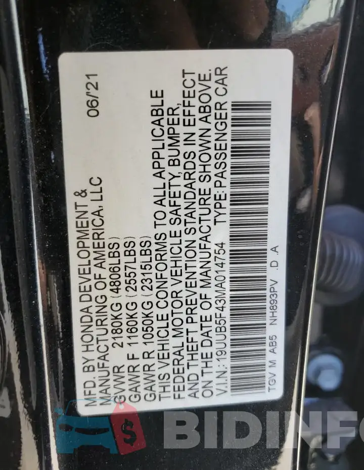 19UUB5F43MA014754 Photo# 13