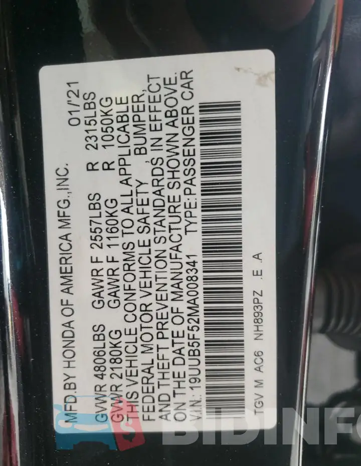 19UUB5F52MA008341 Photo# 13