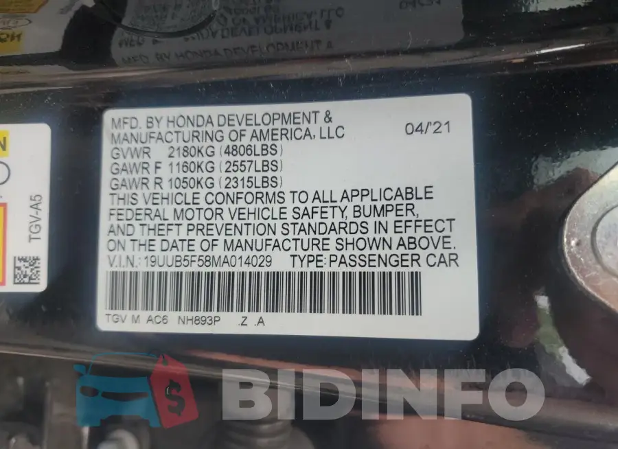 19UUB5F58MA014029 Photo# 12