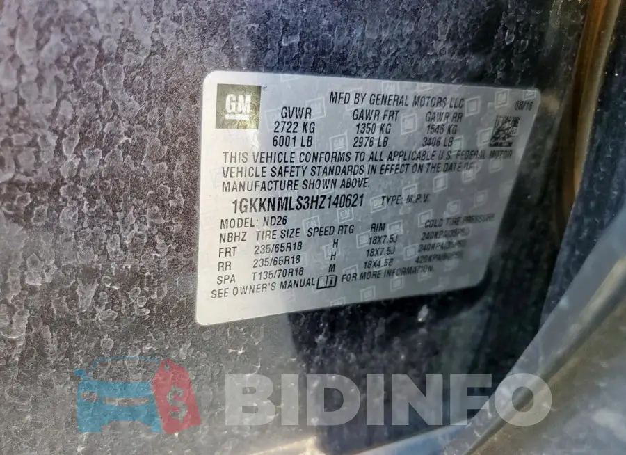 1GKKNMLS3HZ140621 Photo# 13