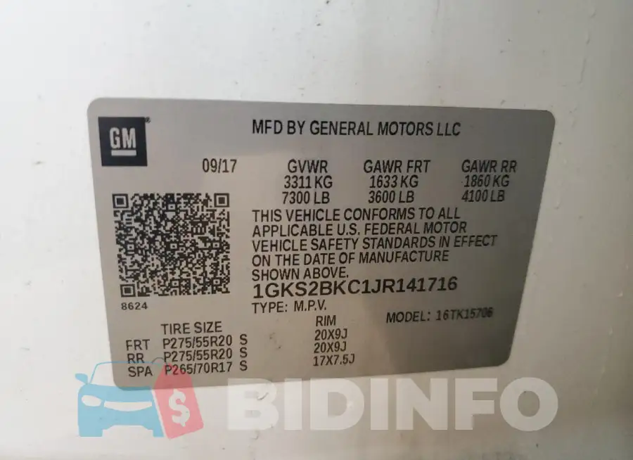 1GKS2BKC1JR141716 Photo# 13