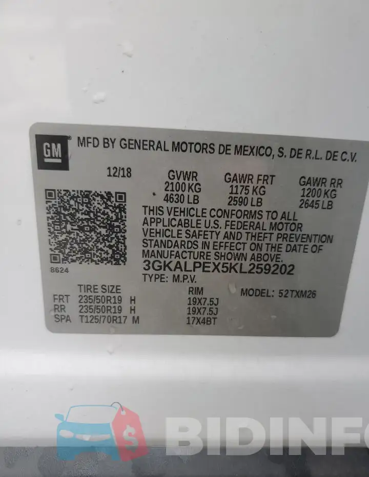 3GKALPEX5KL259202 Photo# 13