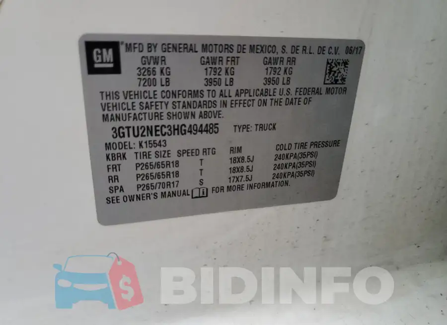 3GTU2NEC3HG494485 Photo# 13