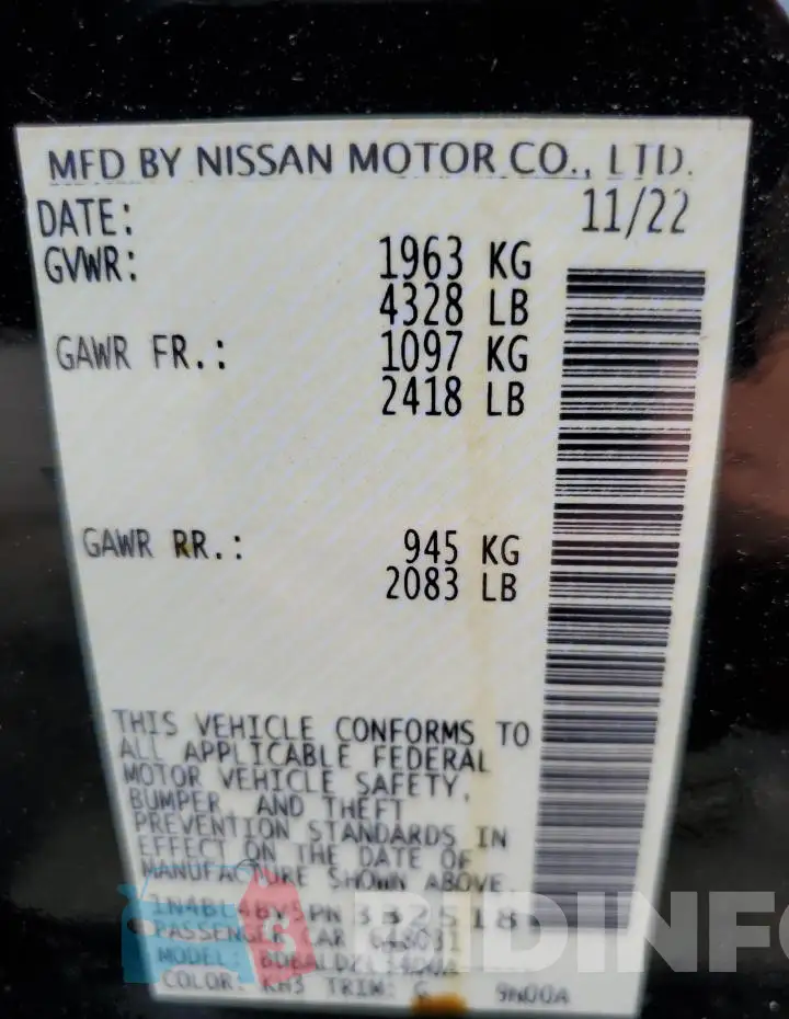 1N4BL4BV5PN332518 Photo# 12