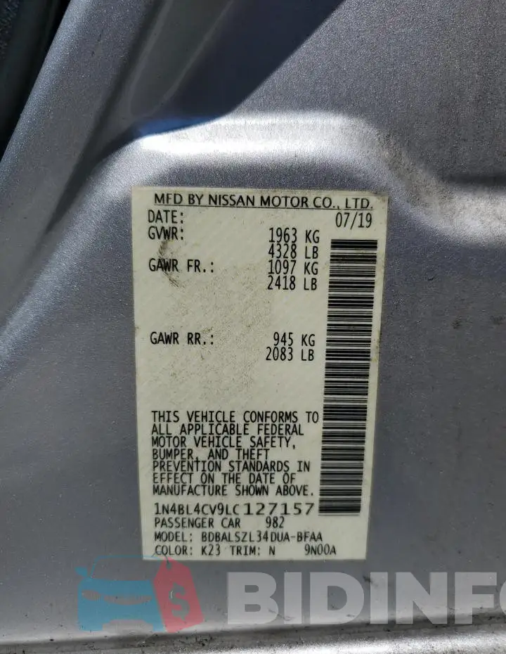 1N4BL4CV9LC127157 Photo# 13