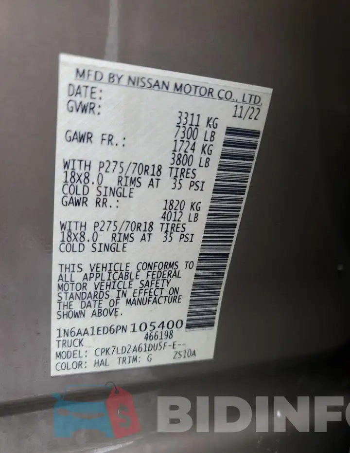 1N6AA1ED6PN105400 Photo# 12