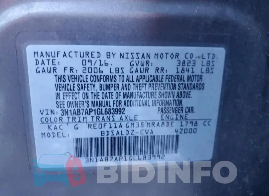 3N1AB7AP1GL683992 Photo# 12