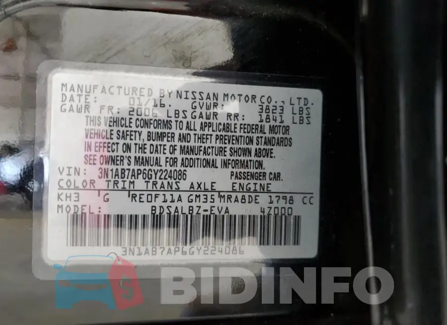 3N1AB7AP6GY224086 Photo# 13